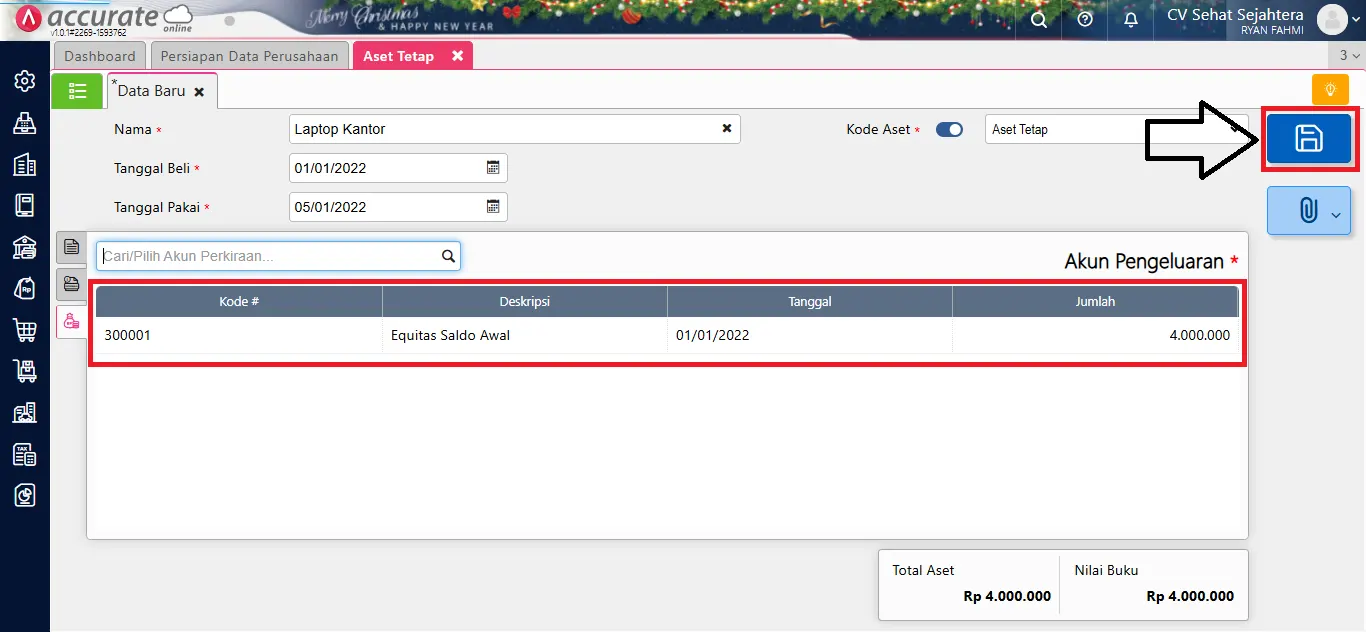 Cara membuat aset tetap sebagai saldo awal